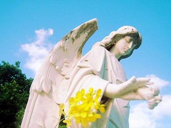 Sharon Wells Key West Angel, Yellow Flowers Tile