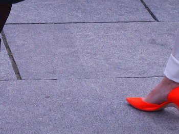 Sharon Wells Orange Shoe, Paris Tile