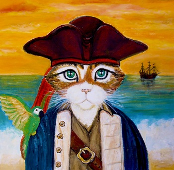 Sharon Wells Pirate Cat Tile